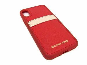 ■美品■ MICHAEL KORS マイケルコース レザー iPhoneX/XS対応 スマホケース アイフォンケース レディース レッド系 DD6273