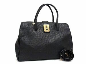 1 иен # первоклассный # подлинный товар # прекрасный товар # Ostrich Turn блокировка 2WAY ручная сумочка сумка на плечо наклонный .. женский оттенок черного FC5289