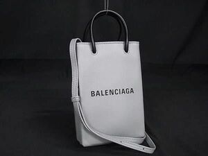 1 иен # превосходный товар # BALENCIAGA Balenciaga покупка кожа 2WAY сумка на плечо ручная сумочка phone держатель серый серия AZ4565