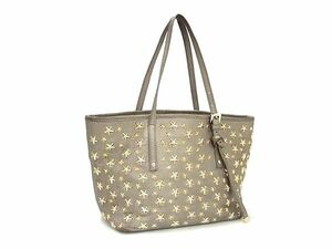 1円 JIMMY CHOO ジミーチュウ サシャ スタースタッズ レザー トートバッグ ショルダーバッグ 肩掛けかばん レディース グレー系 FC5353