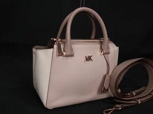 1円 ■美品■ MICHAEL KORS マイケルコース レザー 2WAY ハンドバッグ ショルダー レディース ピンク系×アイボリー系 FC5412