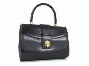 1円 ■美品■ AIGNER アイグナー レザー ワンハンドル ハンドバッグ レディース ブラック系×ゴールド系 FC5272