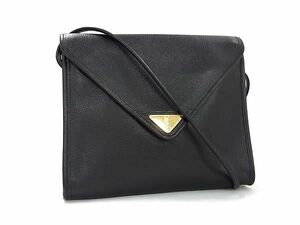 1円 ■美品■ YVESSAINTLAURENT イヴサンローラン レザー クロスボディ ショルダーバッグ ポシェット レディース ブラック系 AZ4701