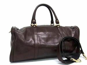 1 jpy # beautiful goods # GOLD PFEIL Gold-Pfeil leather 2WAY shoulder bag handbag Boston bag lady's brown group FC5150