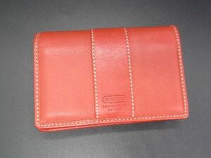 ■美品■ COACH コーチ レザー カードケース カード入れ コインパース コインケース 小銭入れ レディース レッド系 DE2587