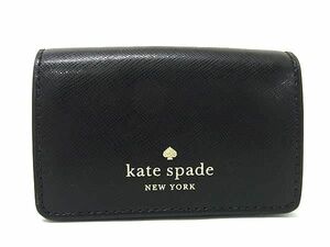 ■新品同様■ kate spade ケイトスペード WLR00138 レザー カードケース パスケース 名刺入れ レディース ブラック系 DE3789