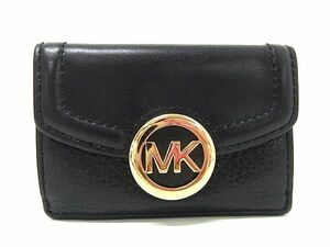 ■美品■ MICHAEL KORS マイケルコース レザー コンパクト 三つ折り 財布 ウォレット レディース ブラック系 DD6898