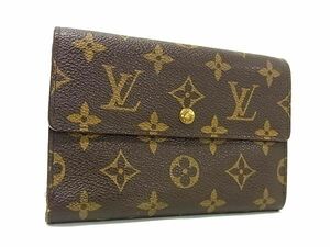 1円 LOUIS VUITTON ルイヴィトン M61202 モノグラム ポルトトレゾール エテュイ パピエ 三つ折り 財布 ウォレット ブラウン系 AX7294