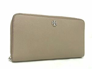 1 jpy # beautiful goods # TORY BURCH Tory Burch leather round fastener long wallet wallet change purse .. inserting lady's gray ju series AX7299