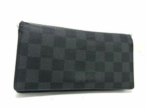 1円 LOUIS VUITTON ルイヴィトン M62665 ダミエグラフィット ポルトフォイユ ブラザ 二つ折り 長財布 ウォレット ブラック系 FA8240