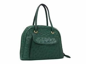 1 иен # первоклассный # подлинный товар # прекрасный товар # Konigin Koo ni серебристый Ostrich ручная сумочка большая сумка женский оттенок зеленого FC5416