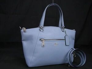 1 jpy # beautiful goods # COACH Coach 34340 Prairie sa che ru leather 2WAY shoulder handbag shoulder .. lady's light blue series FD0367