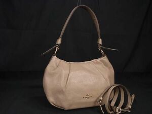 1 jpy COACH Coach C4068 leather 2WAY Cross body shoulder bag handbag diagonal .. lady's dark beige group FD0280