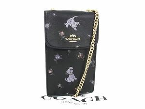 1 jpy # beautiful goods # COACH Coach 91183 Disney collaboration 101 Dalmatians chain leather shoulder bag pochette black group FD0290