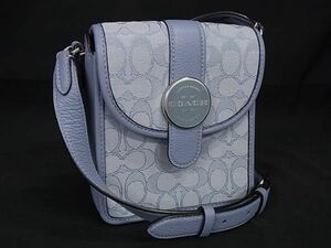 1 jpy # ultimate beautiful goods # COACH Coach canvas × leather Cross body shoulder bag diagonal .. lady's light blue series FD0487