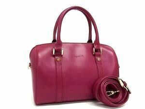 1 jpy # beautiful goods # agnes b. Agnes B leather 2WAY handbag shoulder bag tote bag shoulder .. bag lady's purple series FD0615