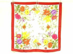 1 иен # превосходный товар # GUCCI Gucci шелк 100% цветок цветочный принт большой размер шарф палантин шаль женский оттенок красного AZ4331