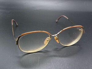 YVESSAINTLAURENT イヴサンローラン 54□14 メガネ 眼鏡 度入り レディース メンズ ゴールド系×クリア DE1875