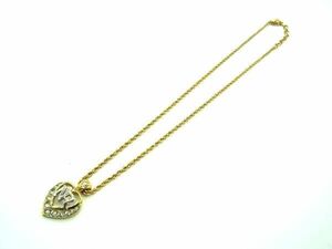 # beautiful goods # NINA RICCI Nina Ricci rhinestone heart motif necklace pendant accessory lady's gold group DD8465