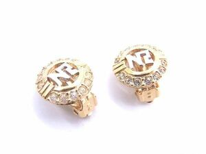 # ultimate beautiful goods # NINA RICCI Nina Ricci rhinestone clip type earrings accessory lady's gold group DD5526