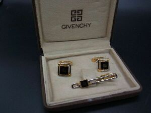 ■美品■ GIVENCHY ジバンシィ ネクタイピン カフリンクス カフス アクセサリー メンズ シルバー系×ゴールド系×ブラック系 DE2199