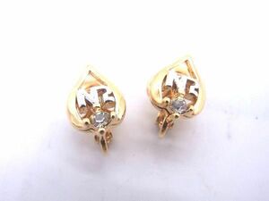 ■極美品■ NINA RICCI ニナリッチ ラインストーン クリップ式 イヤリング アクセサリー レディース ゴールド系 DD5853