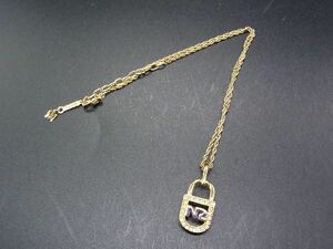 ■美品■ NINA RICCI ニナリッチ ラインストーン ネックレス ペンダント アクセサリー ゴールド系 DE1747