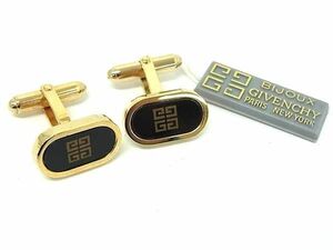 ■極美品■ GIVENCHY ジバンシィ ロゴモチーフ カフスボタン カフリンクス アクセサリー 紳士 メンズ ゴールド系 DD7316