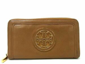 ■美品■ TORY BURCH トリーバーチ レザー ラウンドファスナー 長財布 ウォレット 札入れ 小銭入れ レディース ブラウン系 DD7372