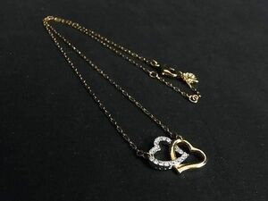 ■美品■ SWAROVSKI スワロフスキー カラーストーン ハート ネックレス アクセサリー レディース ゴールド系 DD7310