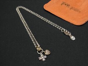 Folli Follie Folli Follie SV925×K18 750 18 gold Cross Heart necklace pendant accessory silver group × gold group DE4107