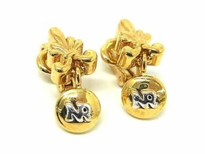 ■美品■ NINA RICCI ニナリッチ ロゴモチーフ クリップ式 イヤリング アクセサリー レディース ゴールド系 DE7384