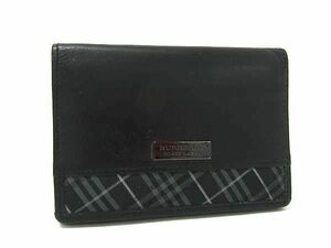 ■美品■ BURBERRY バーバリーブラックレーベル レザー×キャンバス チェック柄 カードケース カード入れ 名刺入れ ブラック系 DE7265