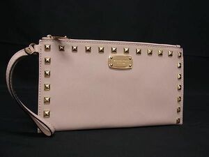 ■美品■ MICHAEL KORS マイケルコース レザー スタッズ クラッチバッグ ポーチ マルチケース レディース ピンク系 DD6828