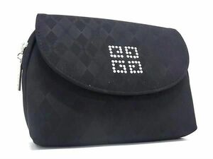 ■美品■ GIVENCHY ジバンシィ ナイロン ミラー付き メイクポーチ 化粧ポーチ マルチケース 小物入れ ブラック系 DE7222