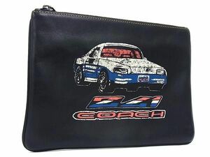 ■美品■ COACH コーチ F21382 レザー カー 車柄 ポーチ マルチケース 小物入れ レディース ブラック系 DE4392