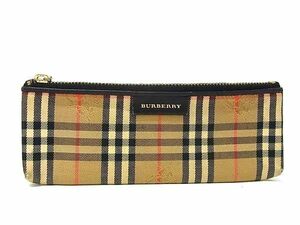 ■美品■ BURBERRY バーバリー ノバチェック キャンバス×レザー ペンケース ペン入れ 筆箱 ブラウン系×ブラック系 DE7244