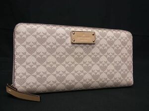 ■美品■ kate spade ケイトスペード WLRU4957 PVC ラウンドファスナー 長財布 ウォレット 小銭入れ レディース ベージュ系 DE4003