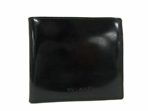 ■美品■ BVLGARI ブルガリ レザー 二つ折り 財布 ウォレット 札入れ 小銭入れ レディース メンズ ブラック系 DE5251