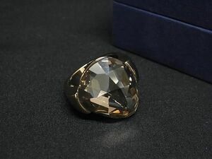 ■美品■ SWAROVSKI スワロフスキー ストーン リング 指輪 アクセサリー 表記サイズ 55(約13号) レディース ゴールド系 DE4027