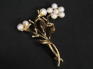 ■美品■ NINA RICCI ニナリッチ パール ピンブローチ ピンバッジ アクセサリー レディース ゴールド系×アイボリー系 DD7952