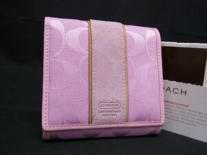 COACH コーチ シグネチャー キャンバス×スエード×レザー 二つ折り 財布 ウォレット レザー ピンク系 DE6582