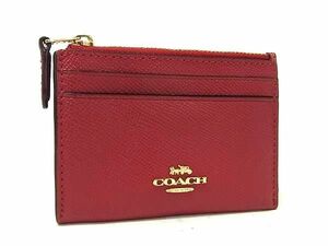 ■美品■ COACH コーチ F88250 レザー キーリング付き コインケース 小銭入れ カードケース カード入れ レディース レッド系 DE6630