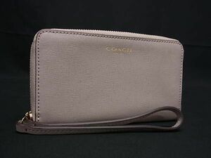 ■美品■ COACH コーチ レザー ラウンドファスナー 長財布 ウォレット 札入れ 小銭入れ カード入れ レディース ピンクグレー系 DE6287