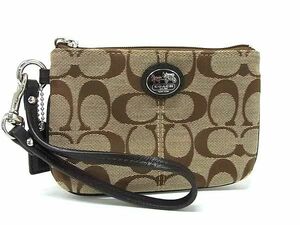 # as good as new # COACH Coach signature canvas with strap pouch multi case case change purse . brown group DE5520