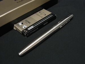 ■美品■ PARKER パーカー フロンティア 万年筆 筆記用具 文房具 ステーショナリー シルバー系 DE6940