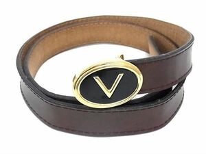 MARIO VALENTINO Mario Valentino leather Gold metal fittings belt gentleman business brown group × black group DE5567