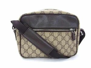 1 иен GUCCI Gucci 114291 GG рисунок PVC× кожа Cross корпус сумка на плечо ручная сумочка небольшая сумочка наклонный .. портфель оттенок коричневого AX3224