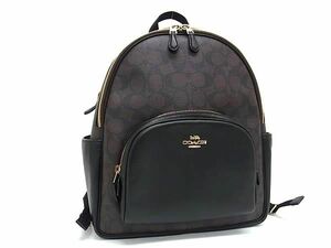 1 jpy # as good as new # COACH Coach signature PVC× leather rucksack Day Pack backpack lady's brown group FD0579