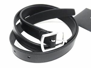 1 jpy # ultimate beautiful goods # SAINT LAURENT sun rolan leather silver metal fittings belt lady's black group FD1096